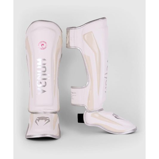 VENUM Leg Guard ELITE SHIN GUARDS (White x Silver Pink) // Legs Kickboxing Martial Arts Armor Protector