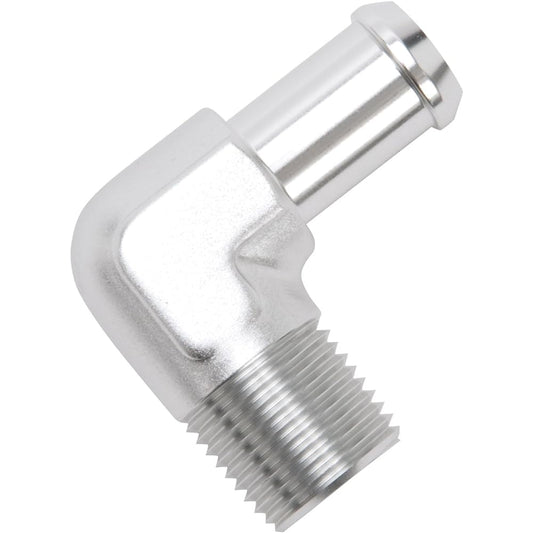 Edelbrock 8179 Heater Hose Fitting 90 Degree 1/2" NPT and 5/8" Barb Clear Anodized Heater Hose Fitting