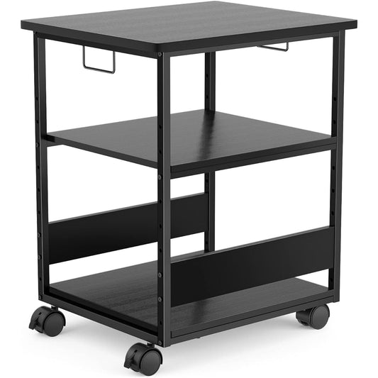 MIYOKI Printer Stand Printer Rack with Casters Width 60 Depth 50cm Height 70cm Total Load Capacity 90kg Compatible with A3 A4 Copy Machine Stand Side Desk Wagon Under Desk Storage Shelf Office Supplies Storage Storage Stand Middle Shelf Adjustable in 9 L