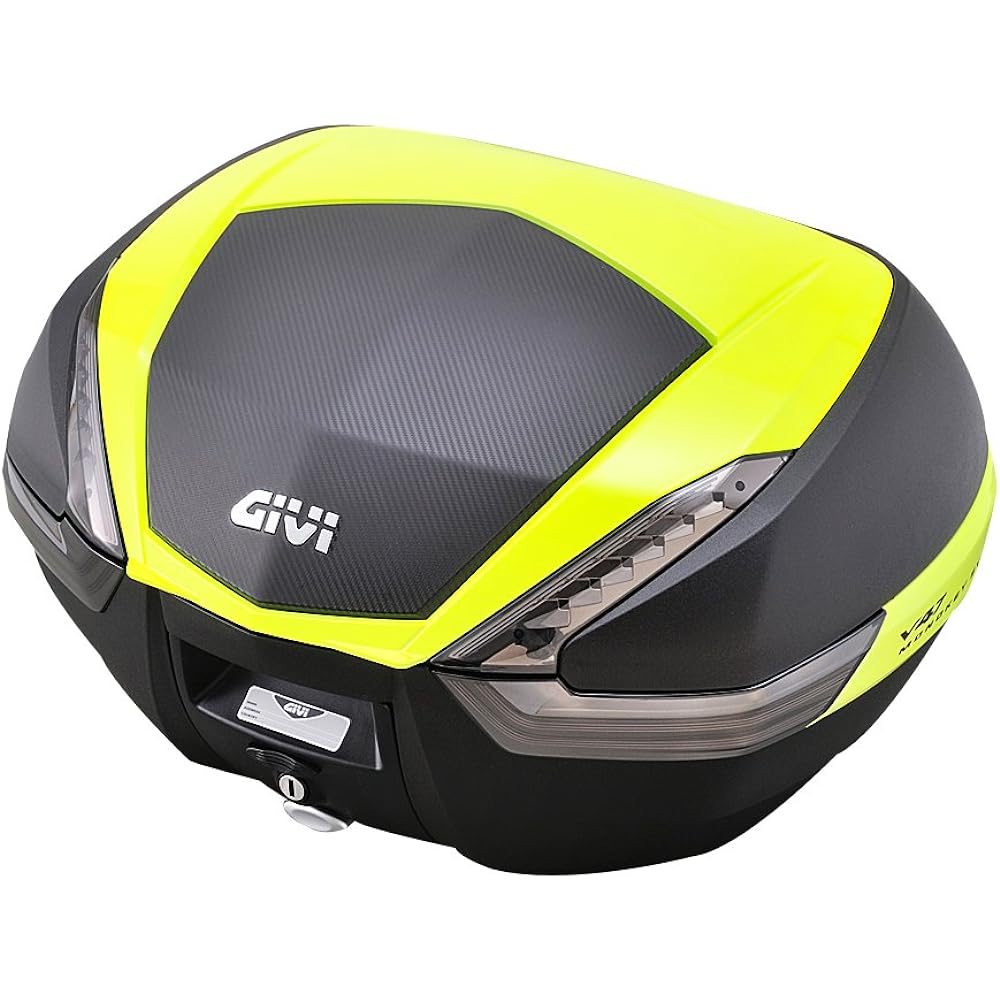 GIVI Rear Box 47L TECH Fluorescent Yellow Carbon Style Panel Smoke Lens Monokey V47 Series V47NNTFL 92710