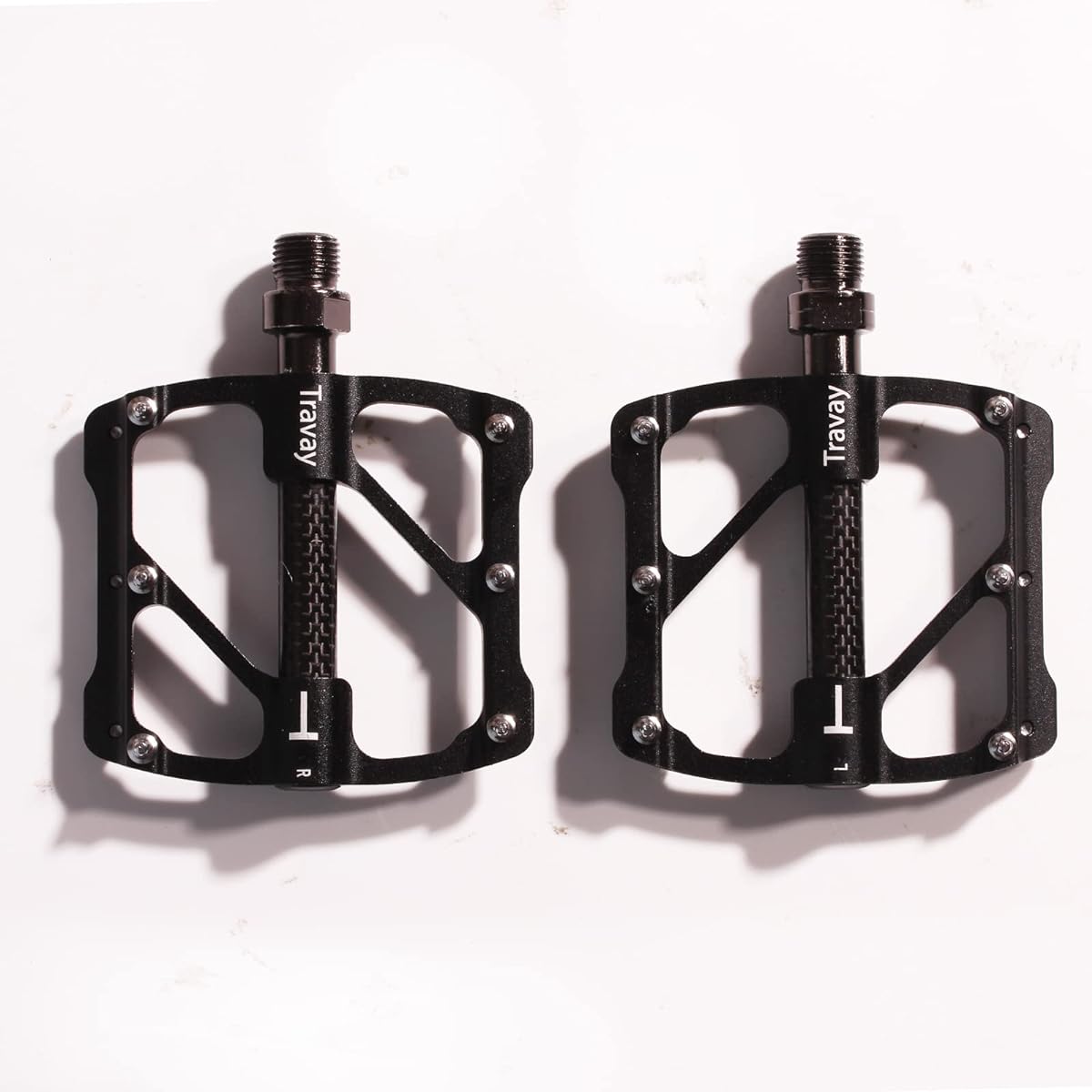 Travay Pedals [New Material] Bicycle Pedals, Carbon Fiber Mountain Bike Pedals, 3 Bearings, Left and Right Set, Ultra Light, Anti-Slip, Durable Bicycle Pedals