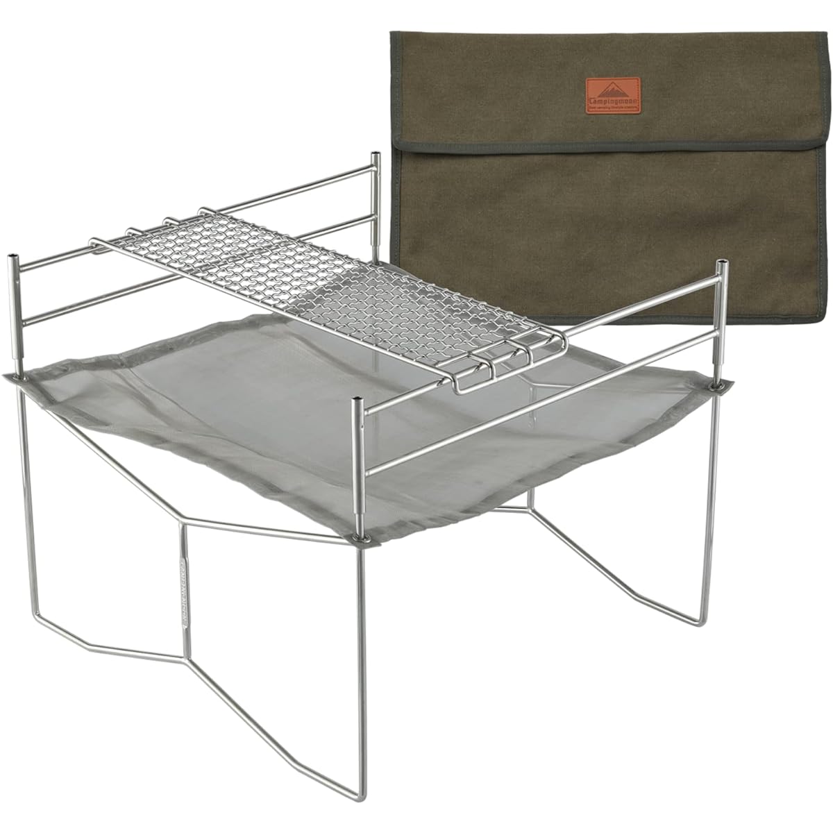 CAMPING MOON A3 type solo grill large all stainless steel 304 bonfire stand bonfire fan mesh sheet canvas case included