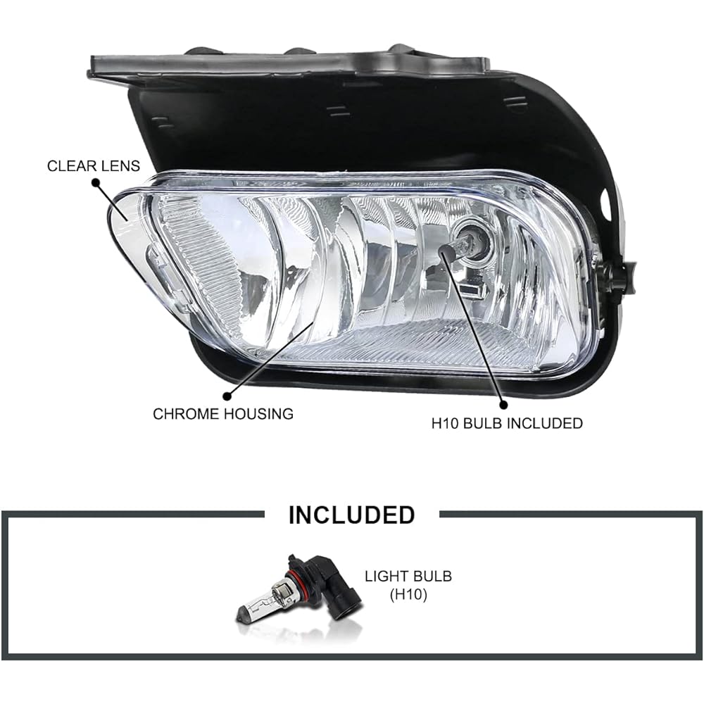 SPEC-D TUNING Clear Lens foglight + H10 Light bulb 2003-2006 Chevrolet A Valanti Sylvarad Fog Light Lamp Left + Right Pair