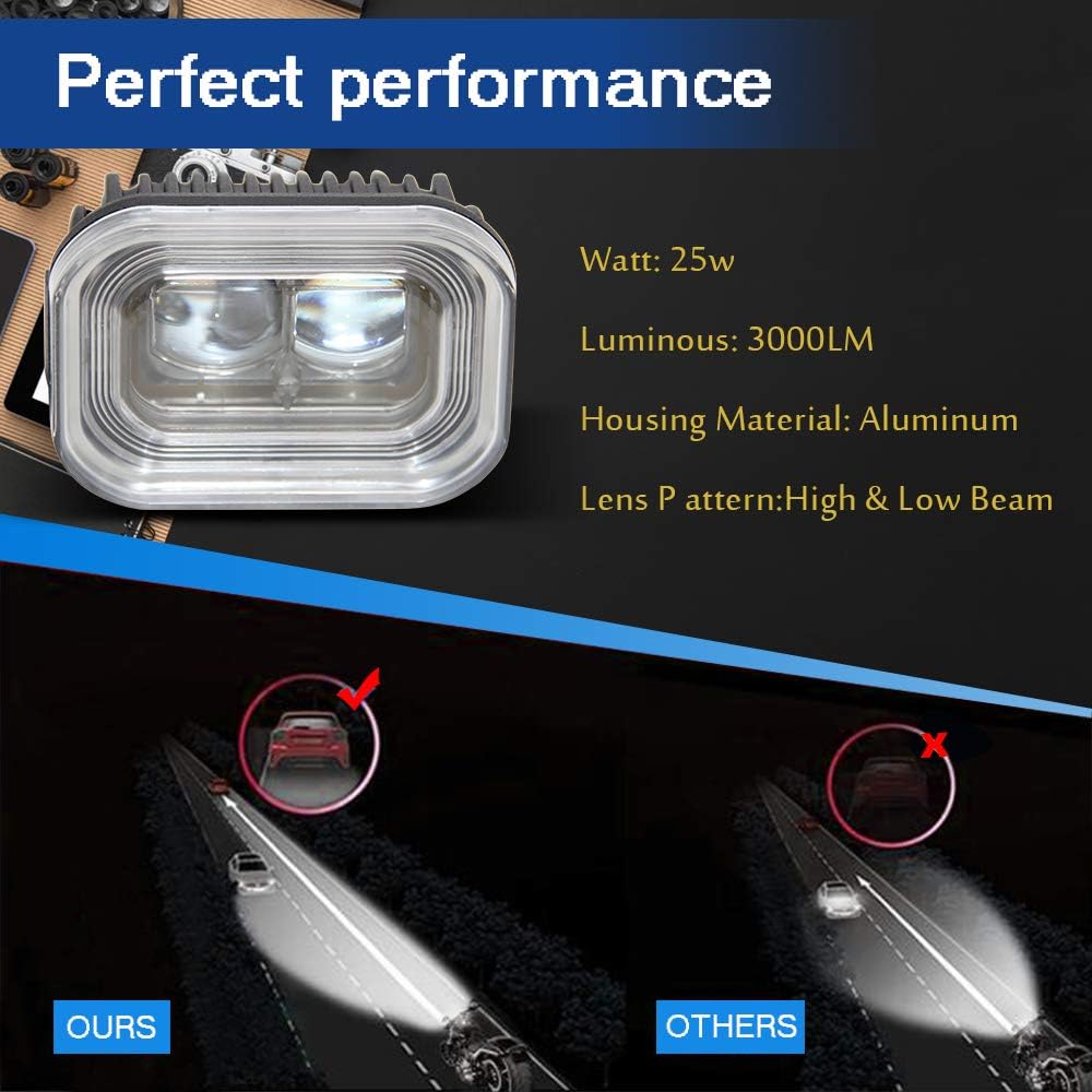 OPL5 4 -inch Universal Motorcycle LED Head Light Driving Light Running Light LED Head Light Work Light White HI/LO BEAM Motor Bay Head Light ATV Truck E For Truck E (1 piece)