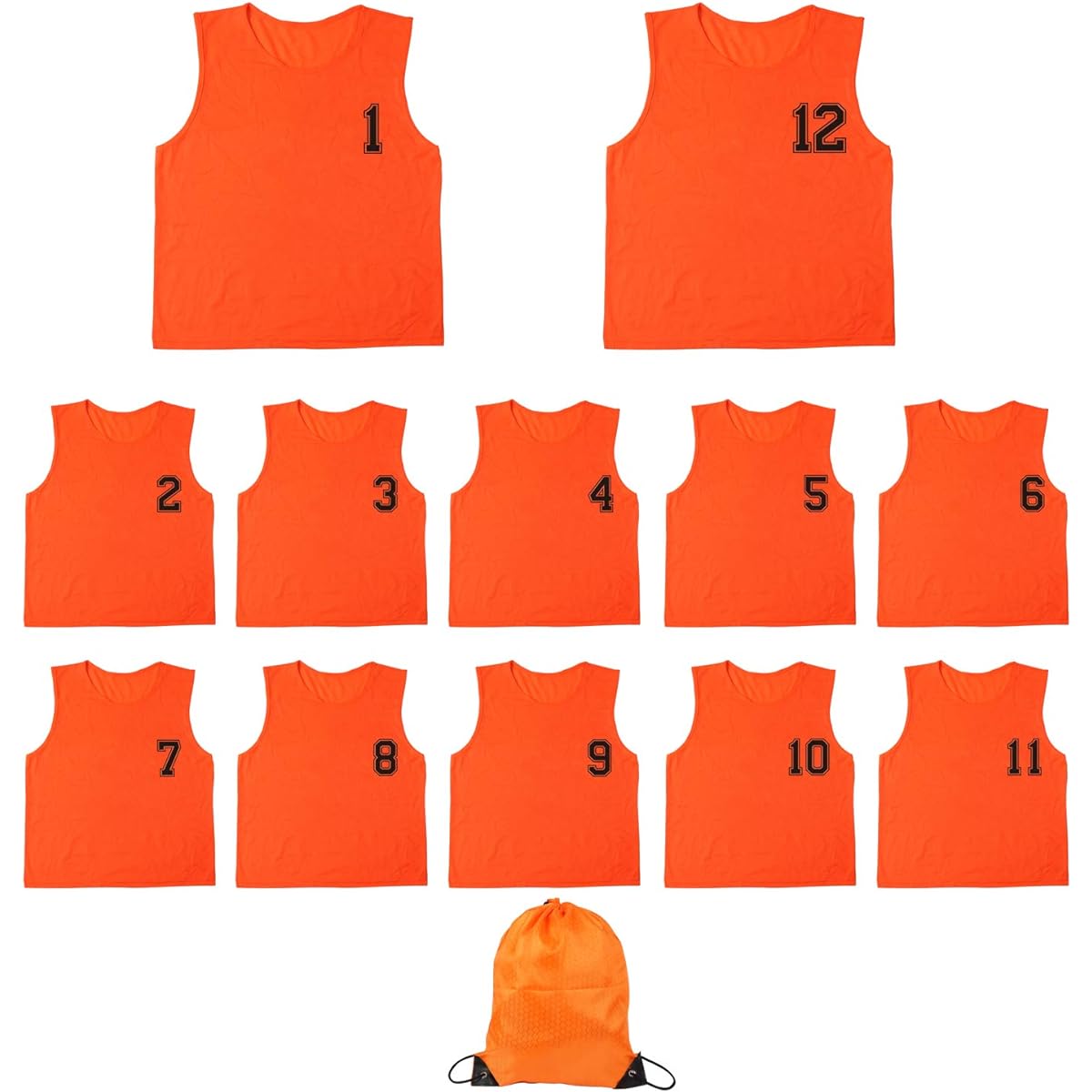 Aleaf Bibs Adult Junior High School Students Numbers 1-12 Bibs for Basketball Soccer Game Team Activity Game (12 Bibs Included Storage Bag)…