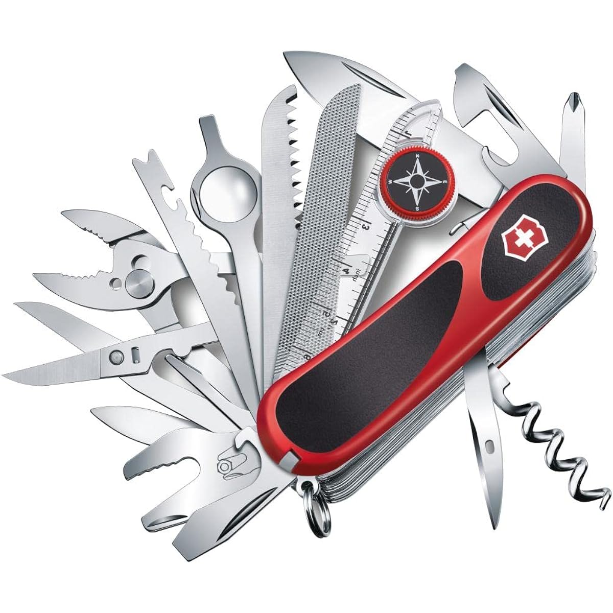 VICTORINOX Evolution S54 Grip Swiss Army Knife Multifunctional Knife Trekking Hiking Compass with Loupe Swiss Made Multitool with 32 Functions [Domestic Genuine Product] 2.5393.SC