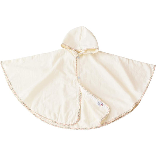 Bloom Imabari Baby Poncho Fit-Use Baby Bathrobe Hooded Quick Dry Lightweight Gauze Fabric Cute Baby Made in Japan 100% Cotton (Ivory)