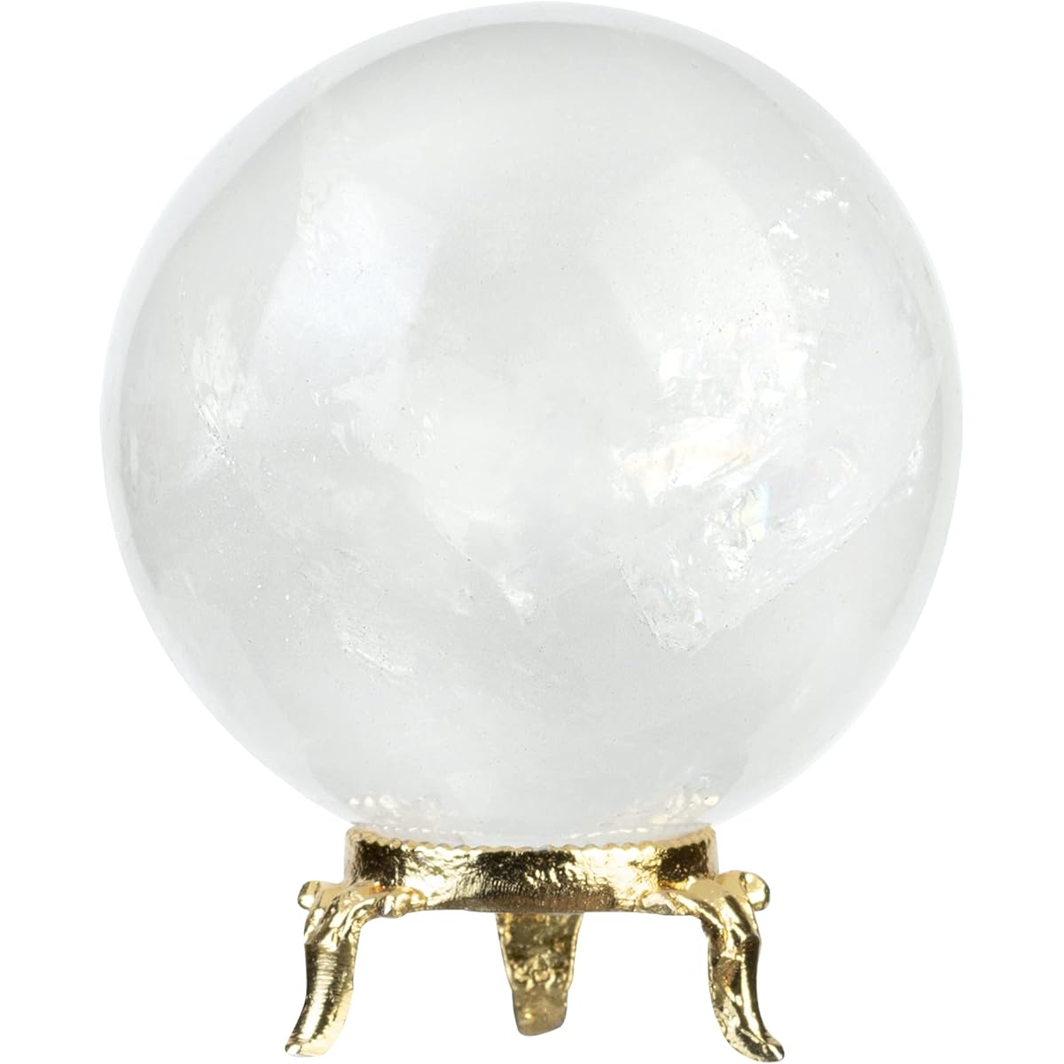 Crocon Clear Quartz Stone Ball, Gemstone Ball Healing Sphere Sculpture with Metal Stand Feng Shui Fortune Telling Figure Home Decoration Photo Crystal Sphere Size: 50-60 mm
