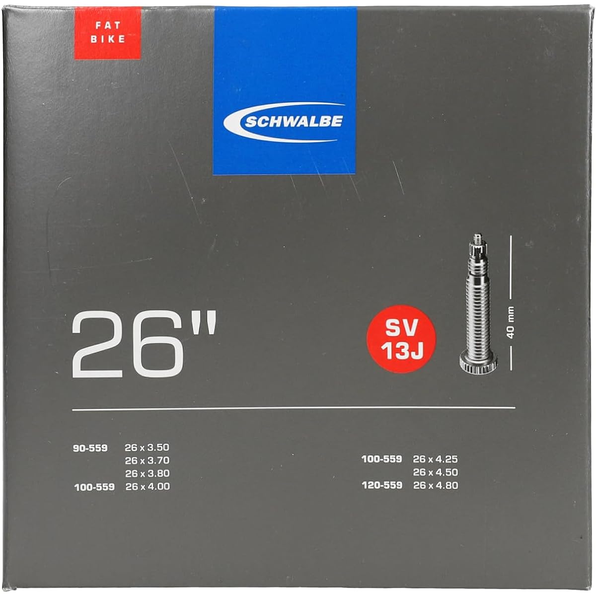 SCHWALBE [Genuine Product] 26 x 3.5/4.8 (Fat Bike) Tube Presta Style 40mm Valve 13J-SV