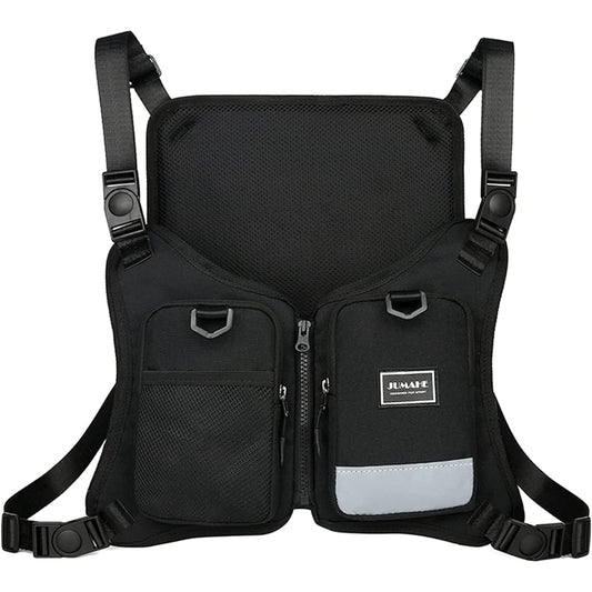 FOIROKASA Chest Bag Climbing Fishing Chest Bag Snowboard Vest Bag Running Survival Game Breathable Adjustable Vest Men's Radio Harness