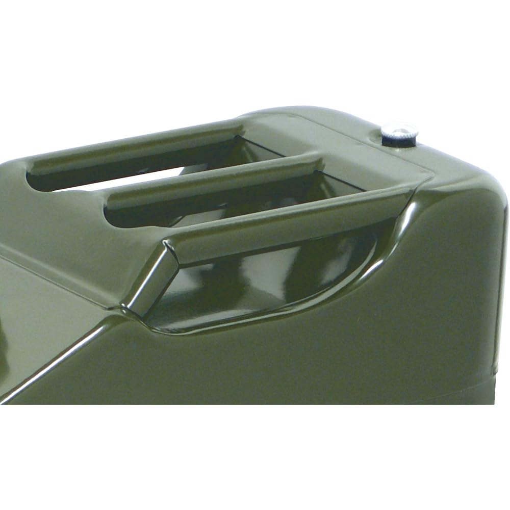 Emerson EM-142 Vertical Gasoline Can, 10L, Fire Service Act Compliant, KHK, Steel Plate Thickness 0.8mm, Triple Handle, Nozzle Can Be Stored in the Can, Comes with Nozzle Filter, Galvanized Steel Plate