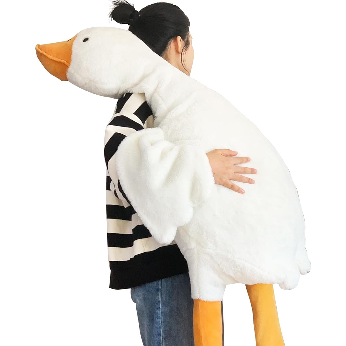 Hugging Pillow, White Goose Cushion, Stomach Pillow, Extra Large (Total Length Approx. 190cm), Animal Stuffed Toy, Large Size, Soft, Side Sleeping, Long Cushion, Girl's Present, Children's Toy
