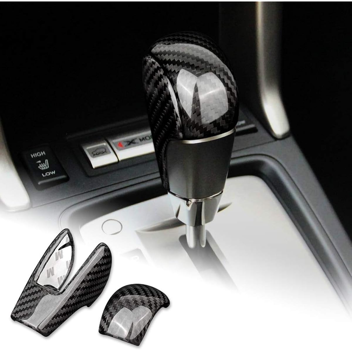 AIRSPEED Subaru Forester Shift Knob Cover, Shift Grip Cover, Carbon Fiber Interior Parts, Seal, Double-Sided Tape Protective Cover, Real Carbon, Suitable for 2013 2014 2015 2016 2017 2018 Set of 2