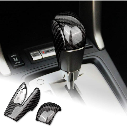 AIRSPEED Subaru Forester Shift Knob Cover, Shift Grip Cover, Carbon Fiber Interior Parts, Seal, Double-Sided Tape Protective Cover, Real Carbon, Suitable for 2013 2014 2015 2016 2017 2018 Set of 2