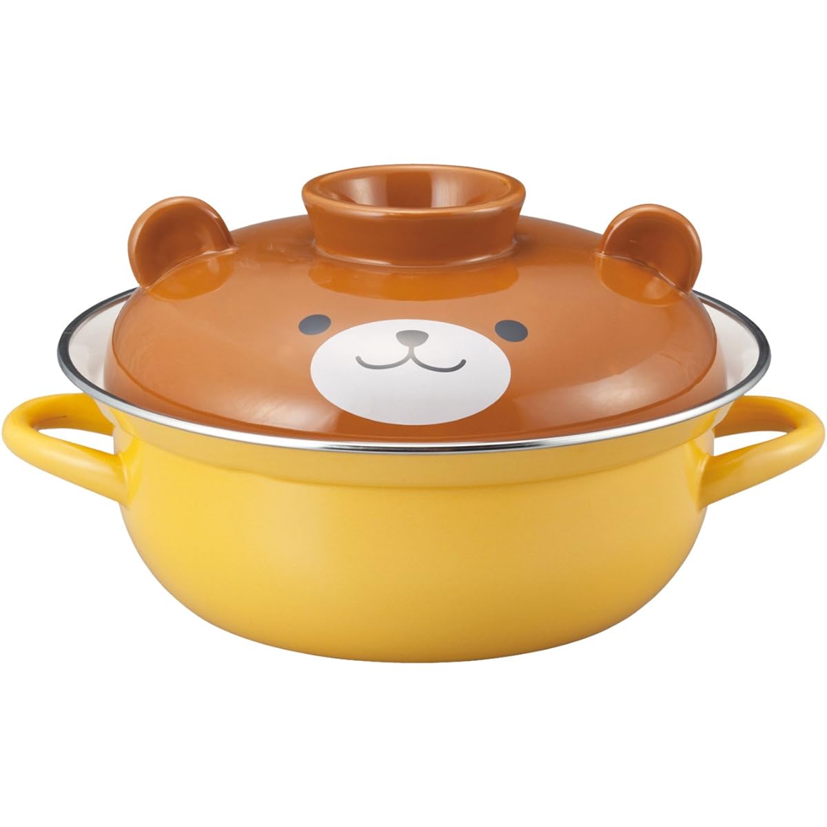 Sun Art Cute Tableware "Animal" Bear Enamel Two Handed Pot 31cm Yellow SAN2420