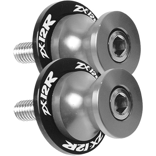 Swing Arm Slider Stand 10MM Motorcycle Swing Arm Slider Spool Stand Cover Screw For Ka-wa-sa-ki Ninja ZX-12R ZX1200 ZX12R ZX 12R 1200 2000-2005 2001 2002 (Color: Gray)