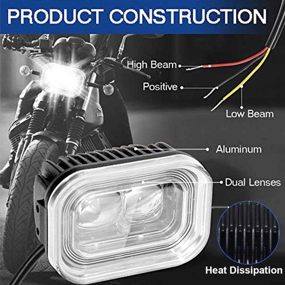 OPL5 4 -inch Universal Motorcycle LED Head Light Driving Light Running Light LED Head Light Work Light White HI/LO BEAM Motor Bay Head Light ATV Truck E For Truck E (1 piece)