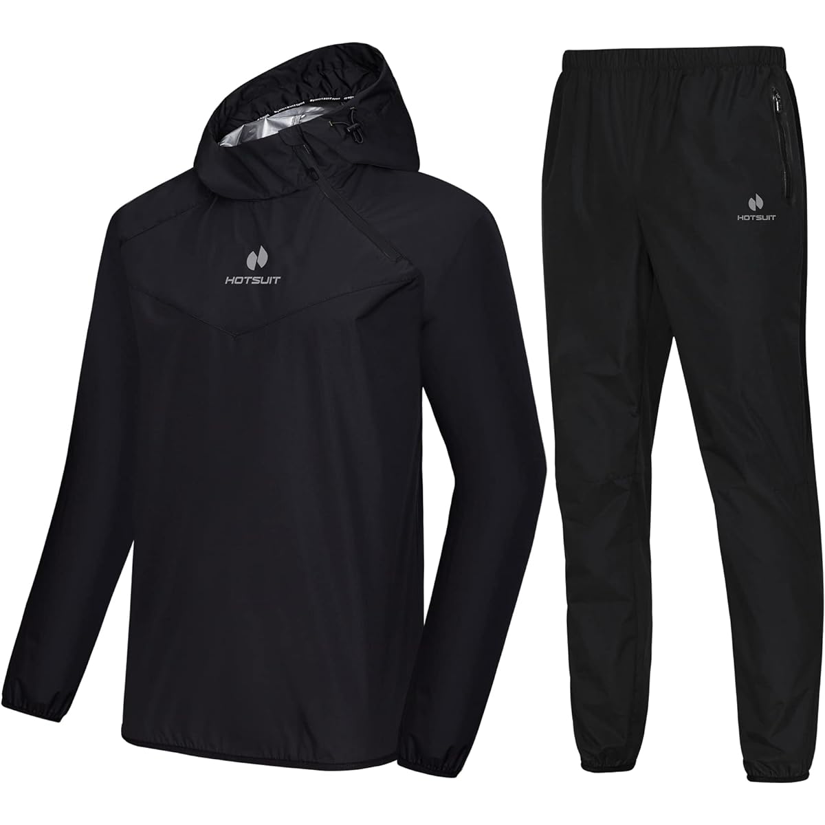 [HOTSUIT] Men's sauna suit, large size, sweating effect! Time-saving diet, windproof, waterproof, top and bottom set, washable, stylish, everyday training wear, running wear, gym