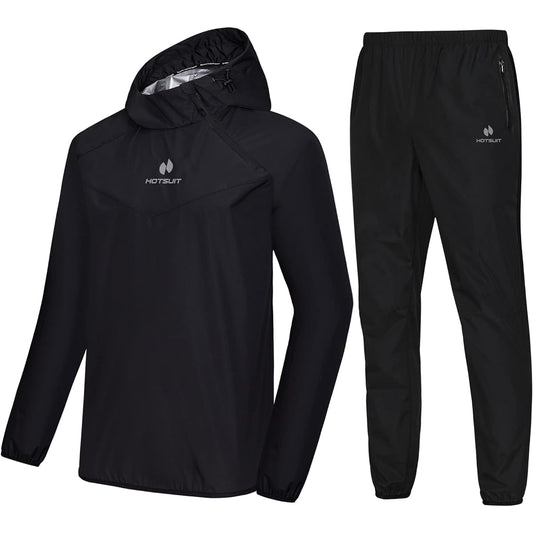 [HOTSUIT] Men's sauna suit, large size, sweating effect! Time-saving diet, windproof, waterproof, top and bottom set, washable, stylish, everyday training wear, running wear, gym
