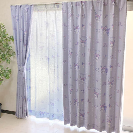 SANRIO Kuromi Grade 2 Blackout Heat Shielding Curtain Lace Set of 4 Width 100 x 200cm Length Sanrio SANRIO My Melody My Melody Washable Character SB-625-S/SB-626-S