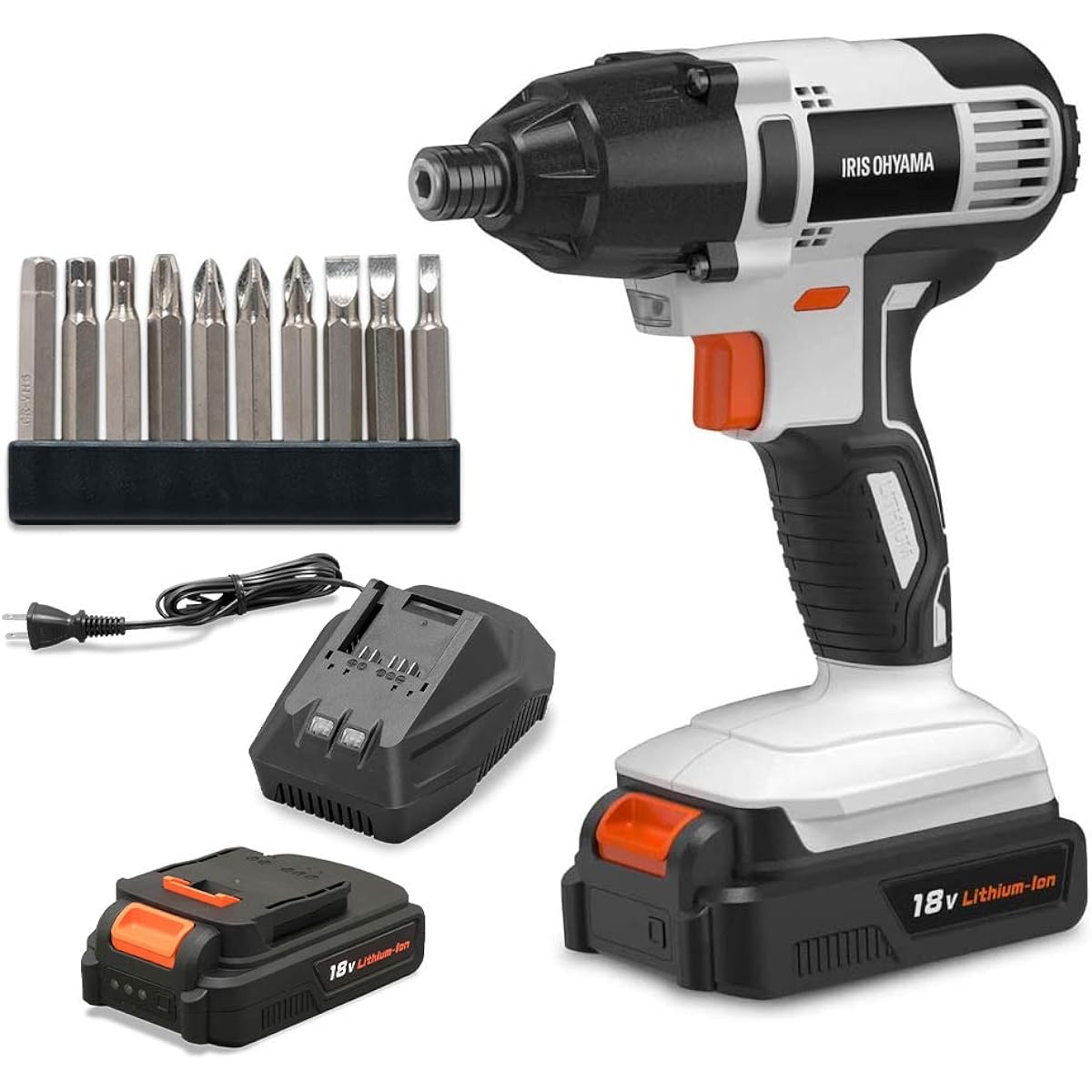 Iris Ohyama Impact Driver 18V Rechargeable Cordless Battery and Charger Included Torque 160N・m Easy to Use for Drilling and Tightening Screws in Thick Materials JID160 [18V Common Battery Series]