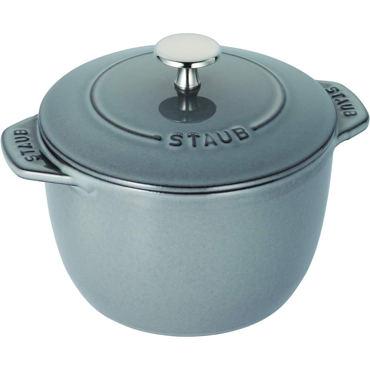staub Staub "La Cocotte de GOHAN Gray M 16cm" Rice Pot, Rice Cooker, 2 Cups, Paint, Cast Metal, Enamel Pot, IH Compatible, Rice Cooker [Authorized Japanese Product] La Cocotte de GOHAN 40509-703