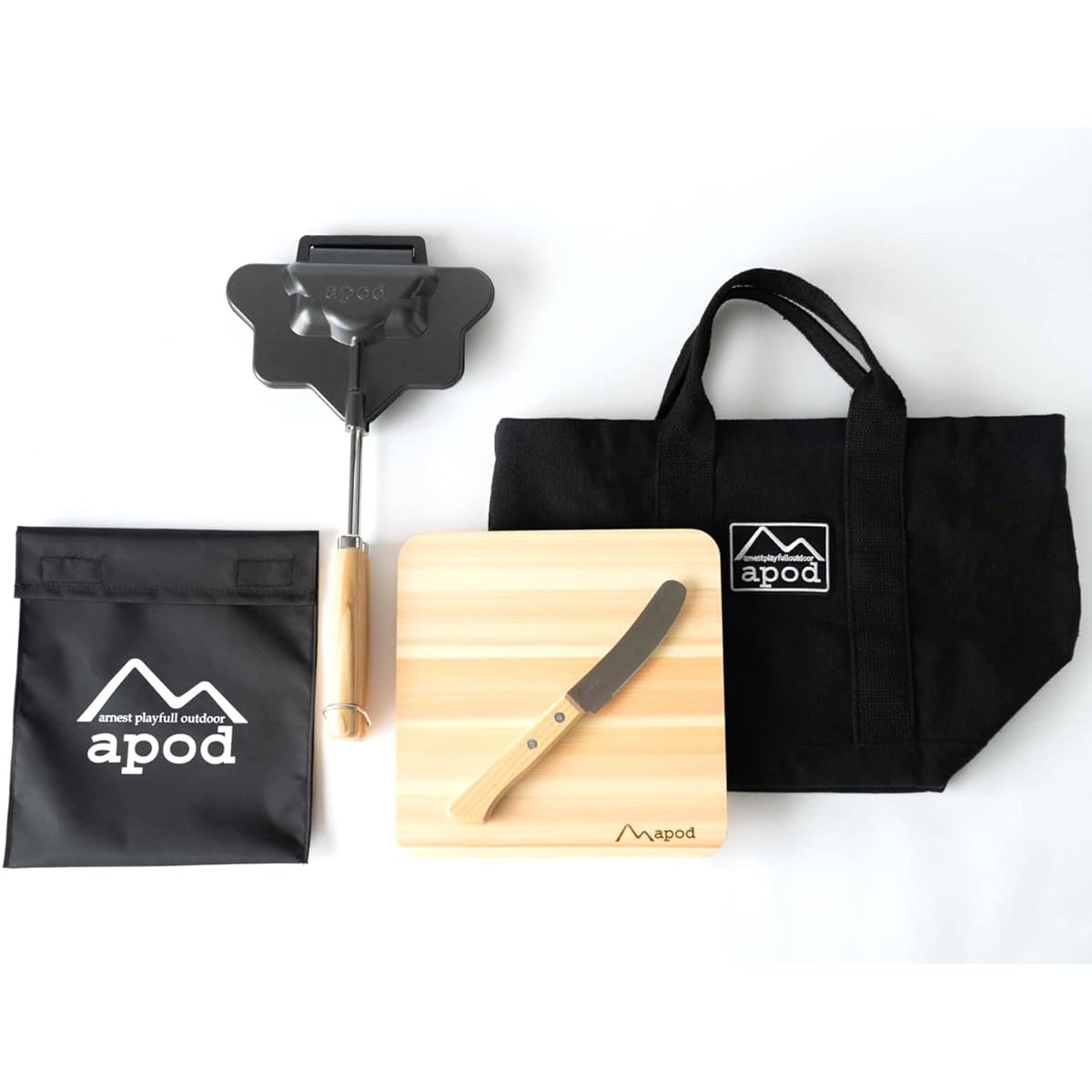 [Ernest apod] Hot Sand Maker 4 Piece Set (Camping Knife/Cutting Board/Tote Bag) Camping Outdoor Tsubame Sanjo A-65847 Black