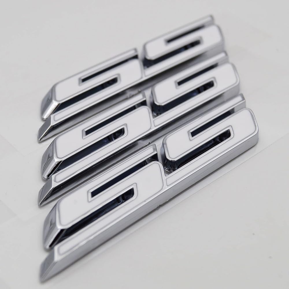 (3 Pieces) Small 斜体 SS Grill Side torankuenburemubazzipure-to Sticker Chevy Impala Cobalt Camaro 2010 2011 2012 2013 2014 2015 2016 For Sticker , whites