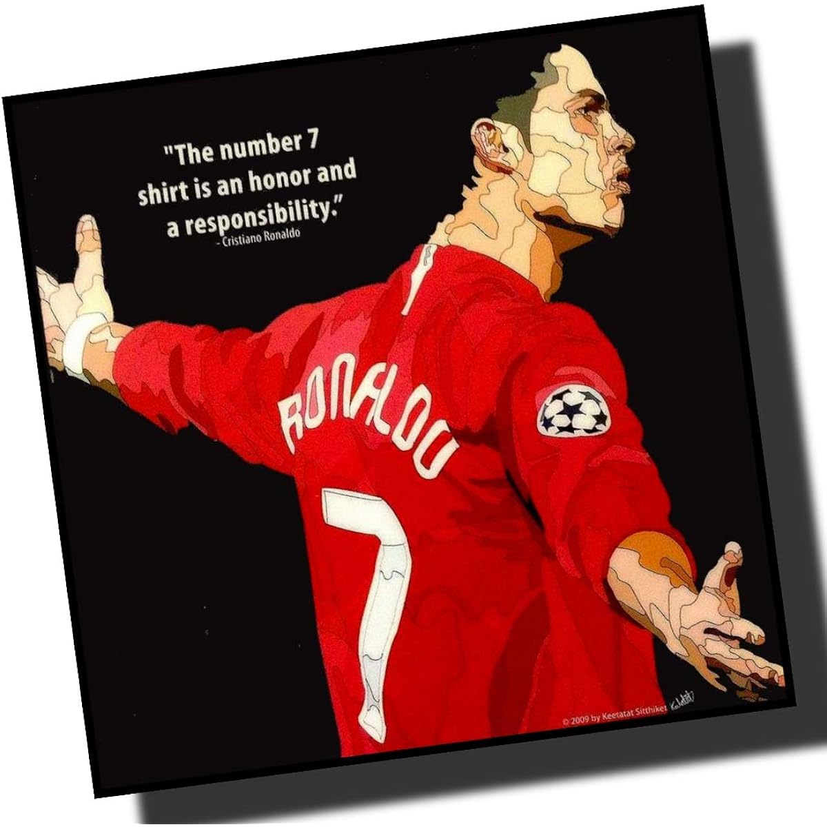 Cristiano Ronaldo Manchester United HOME Design B Overseas Soccer Art Panel Wooden Wall Hanging Poster Interior Soccer Goods