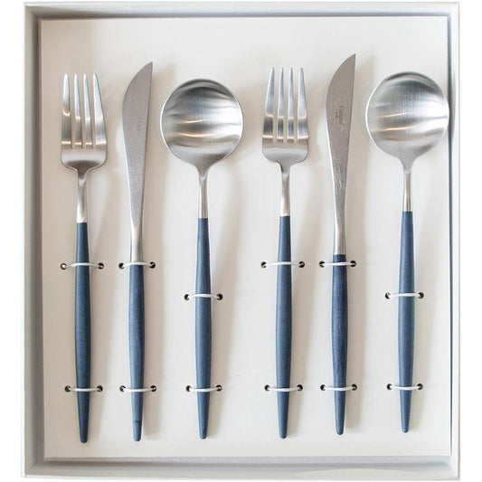 Cutipol GOA Dinner 6 Piece Set in White Gift Box (Blue x Silver)