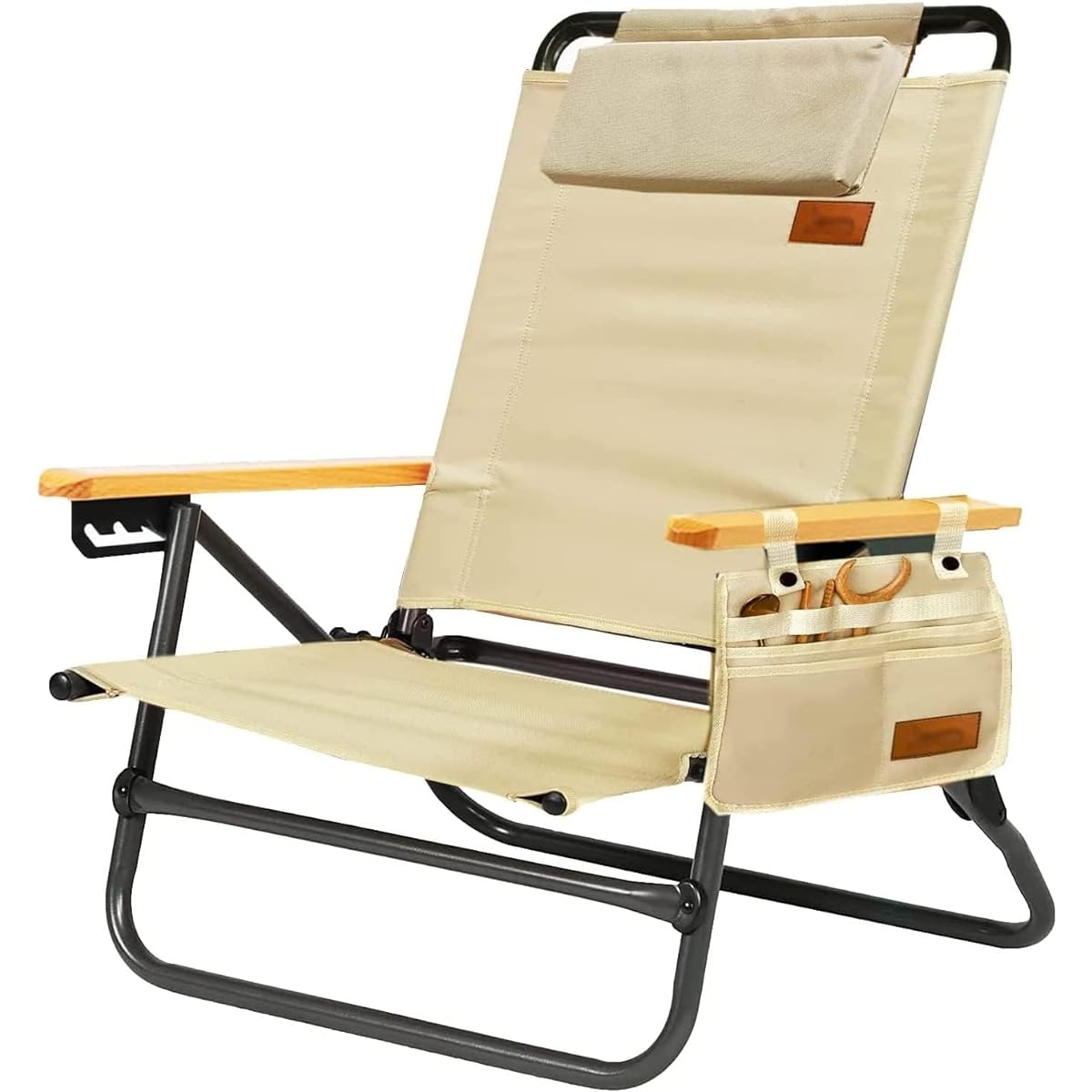 Outdoor Chair Camping Chair 4 Adjustable Levels Folding Chair Folding Lightweight Compact Portable Camping Chair SD-BH2 (Beige-B)