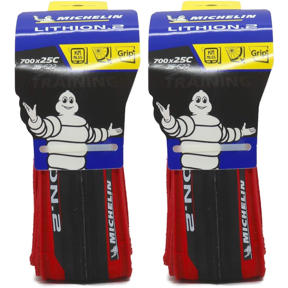 Set of 2 Michelin Lithion 2 V3 Lithion2 Clincher Tire 700c (Red, 700x25c) [Parallel Import]