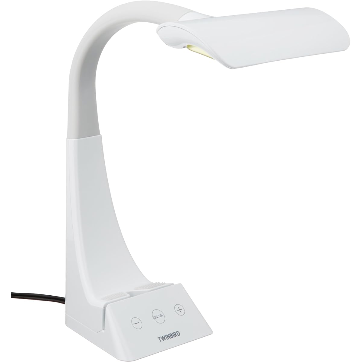 Twin Bird REFLECTECH Series LED Desk Light Tabletop 5 Level Dimming Outlet Smartphone Stand Included Reading Work Study White LE-H845W