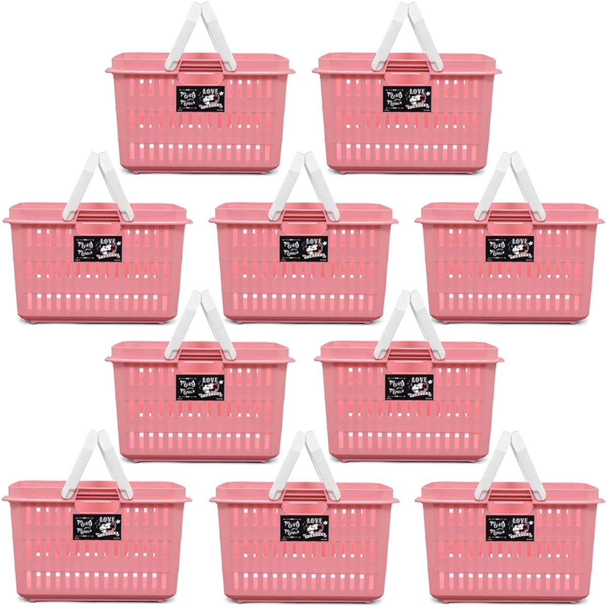 Iris Ohyama Basket Set of 10 Disney Storage Box Toy Mickey/Pink Width approx. 48.5 x Depth approx. 38.2 x Height approx. 29.3 cm DB-37