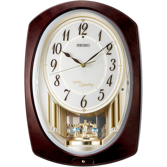 Seiko Clock Wall Clock Melody Clock Radio Wave Analog Dark Brown Marble 366 x 254 x 84mm AM265B