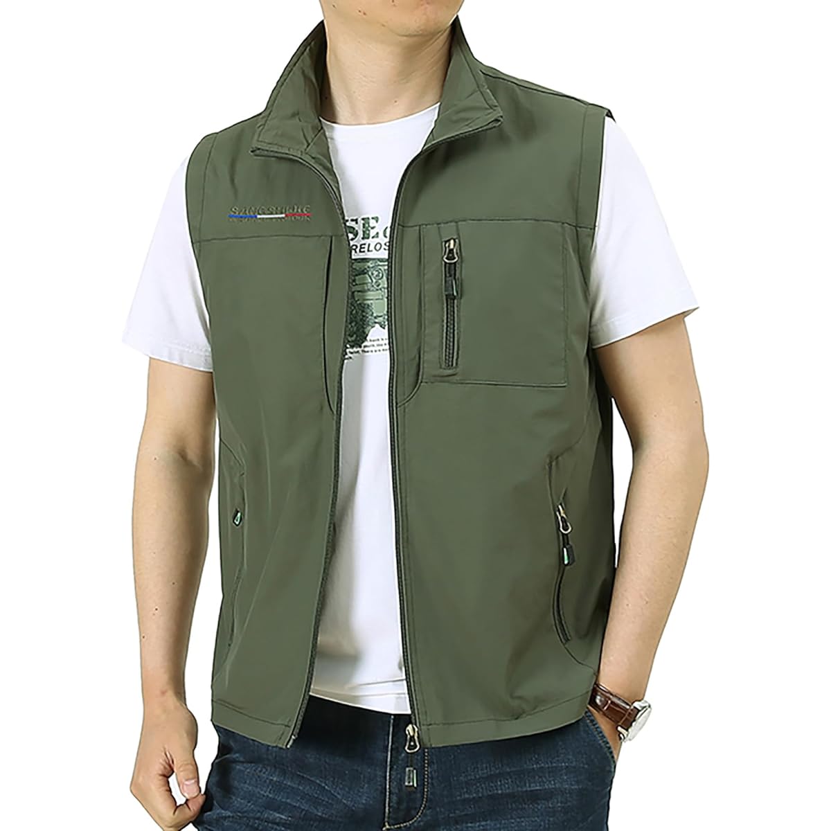 [Manatsulife] Men's Vest, Mesh Fishing Vest, For Work, Multi-pocket, Multi-functional, Water Repellent, Breathable, Photographer Vest, Fishing, Outdoor, Climbing, Stylish 1906