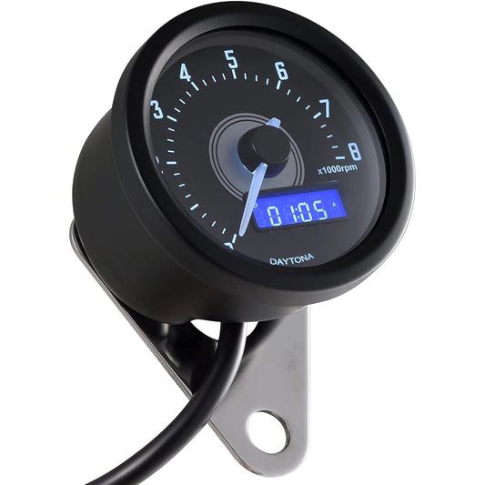 Daytona VELONA Motorcycle Electric Tachometer Black Body/White LED φ60 8000rpm Display 22011
