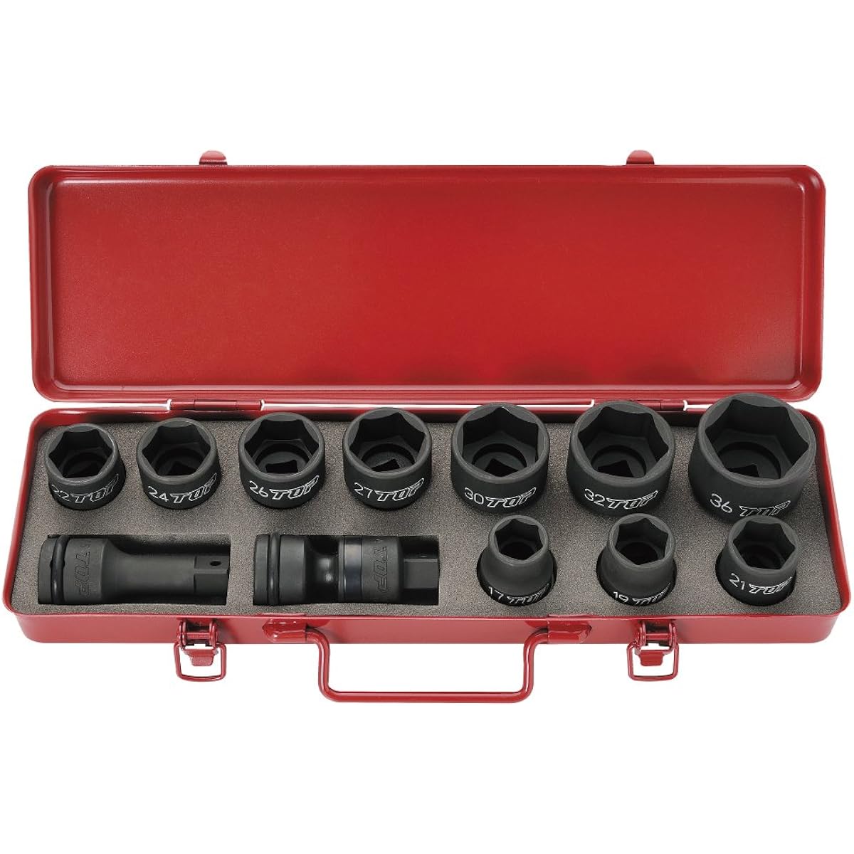 Top Industry (TOP) Impact Socket Set 17~36mm 12 Piece Set Drive Angle 12.7mm Case Included PT-1736XUS Tsubame Sanjo Made in Japan