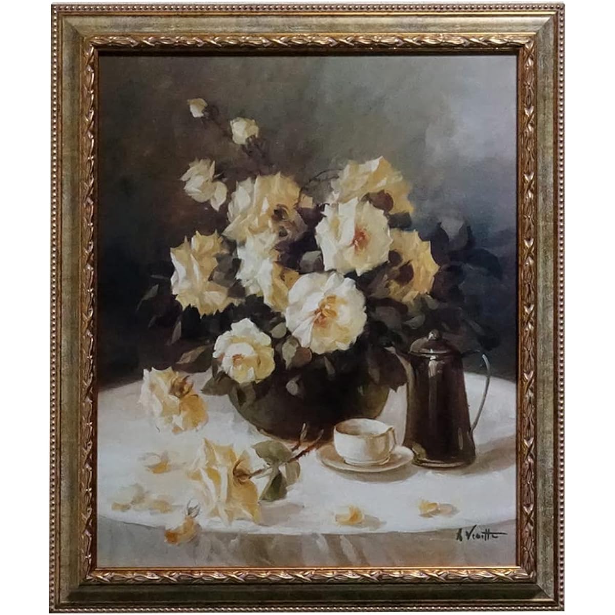 Made in Italy Art Frame Yellow Rose Flower Arrangement Gold fal-4404yr