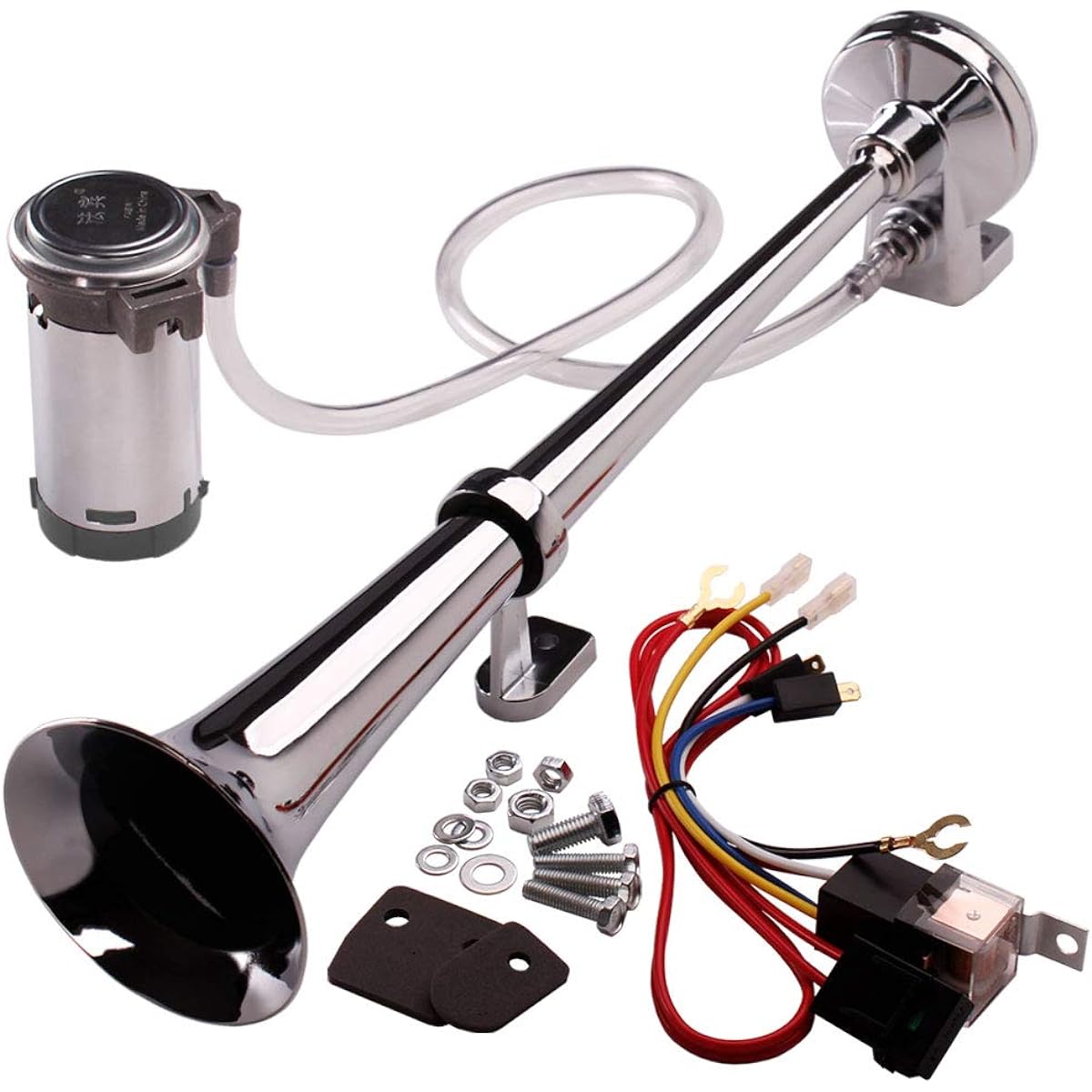 FARBIN 24V 150DB Train Air Horn Super loud 18 inch chromium Zinc single truck air horn kit compressor and wire harness 24V car