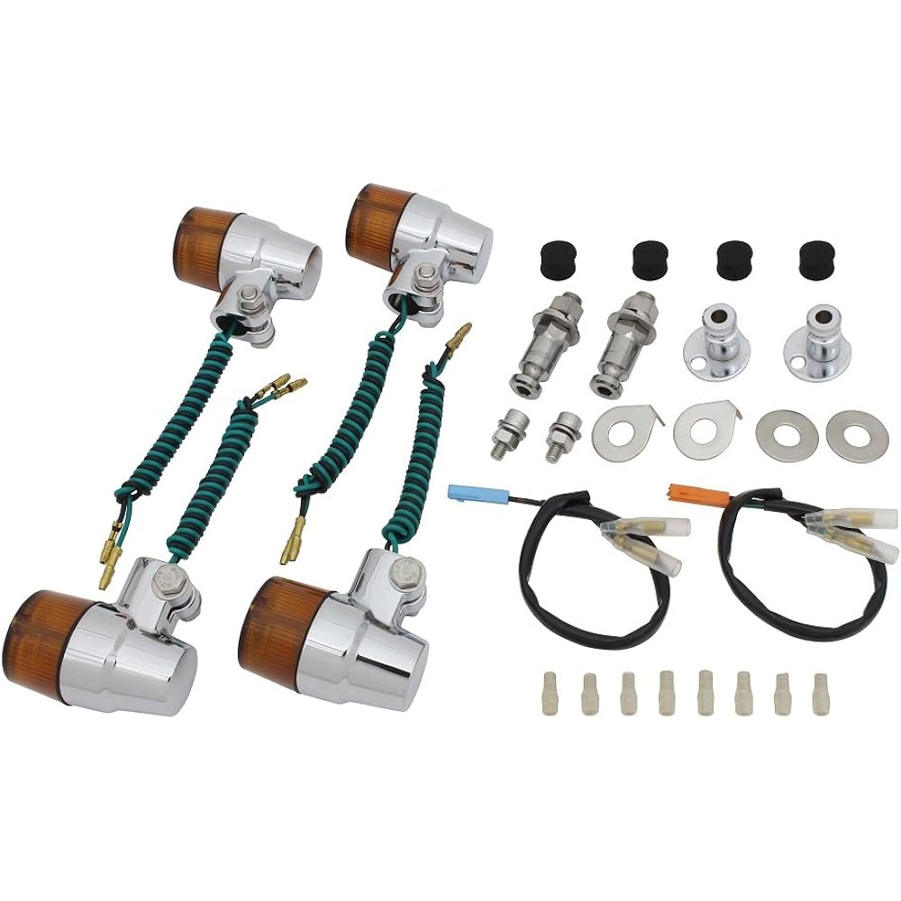 POSH Motorcycle Supplies Turn Signal Kit Super Bike Mini Type Plated Body/Orange Lens CB1100 CB1100EX 2014~2015 051532-33