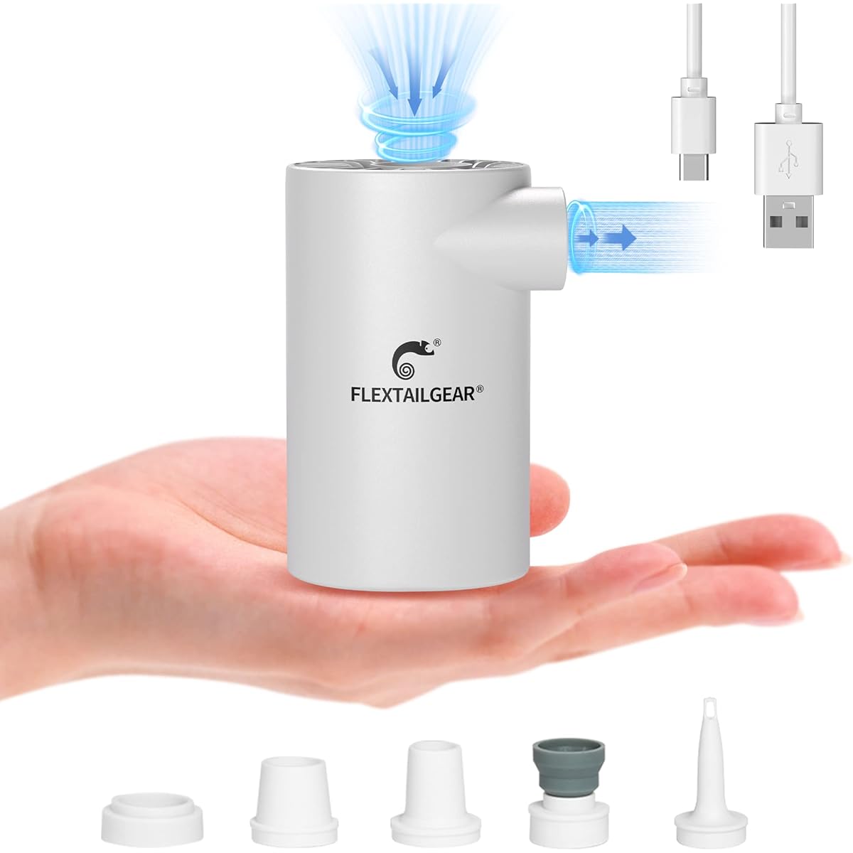FLEXTAILGEAR EVO Air Pump, Float, Rechargeable, 3800mAh, Small, Easy to Carry, Mini Electric Pump, 4.5 KPa, High Pressure, Inflator/Deflate, Compatible with Pool, Float, Air Bed, etc.