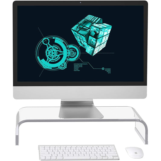 PANO-MOUNTS Monitor Stand, Computer Stand, Monitor Stand, PC Stand, Transparent Acrylic, Desktop Stand, TV Stand, Keyboard Storage, Space Saving, Load Capacity 35KG