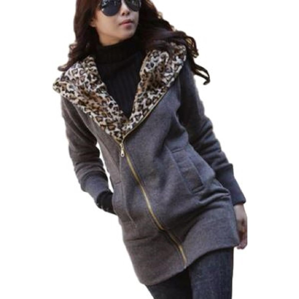 [1/2style] [Nibun Noichi Style] Jacket, Zip-up, Lining, Warm, Thick, Brushed, Animal, Women's