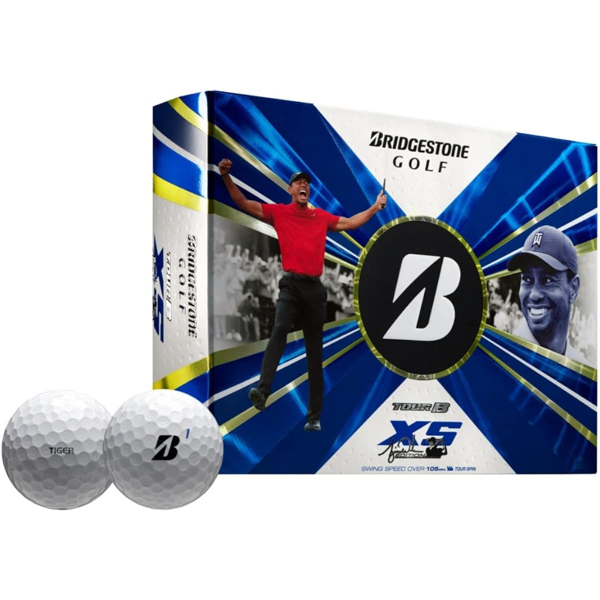 Bridgestone Golf TOUR B XS 2022 TIGER Specification Model Golf Balls 1 Dozen (12 Balls) BRIDGESTONE GOLF USA Direct Import White