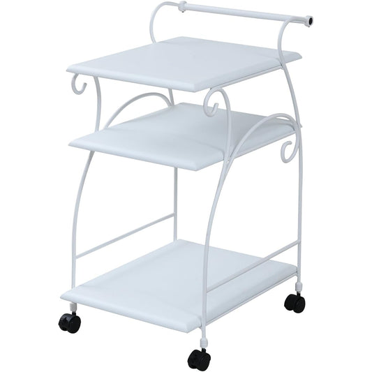 JK Plan European Style Wrought Iron Furniture Kitchen Wagon Width 41.5 Top Plate Height 80 Wagon Stand IRI-0054-WH