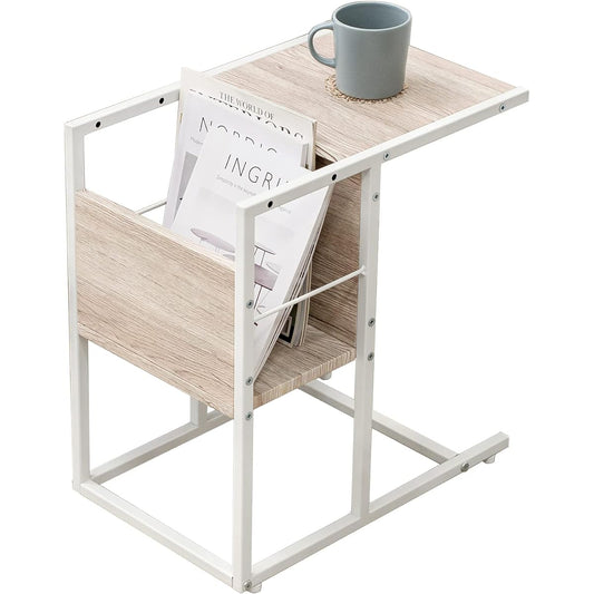 Hagihara Side Table Desk Night Table Sofa Side Table Magazine Rack 2WAY Waterproof Lightweight Wood Grain Industrial Width 30 x Depth 45.5 x Height 50 White LST-4661WH