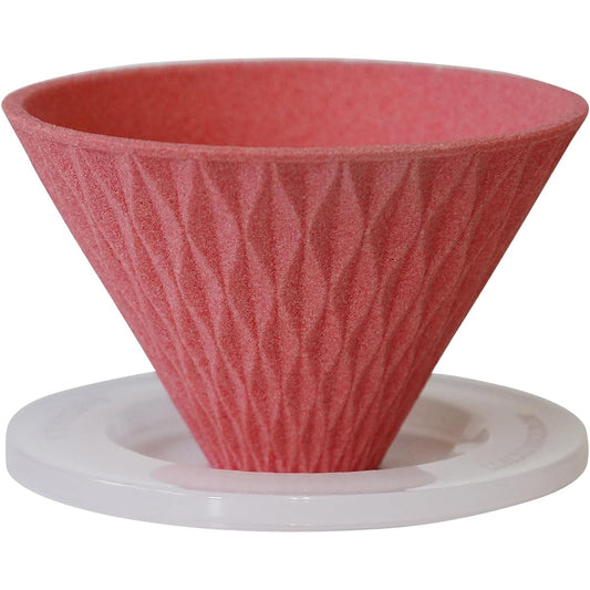 COFIL flow wave shaped ceramic coffee filter dripper with special base salmon pink made in Japan 13904302