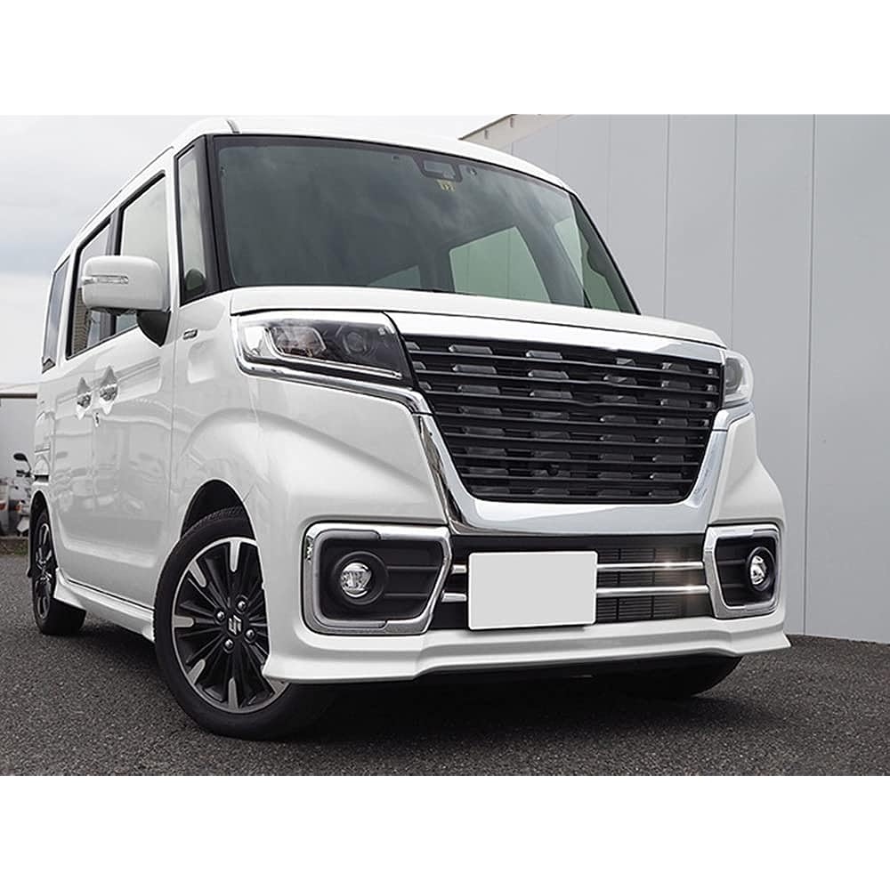 [HIGH FLYING] Suzuki Spacia Custom HYBRID XS Turbo Spacia Custom MK53S 2017-2021 Grille Down Molle Garnish & Front Fog Lamp Glossy ABS Dress Up Cover Rim 6pcs