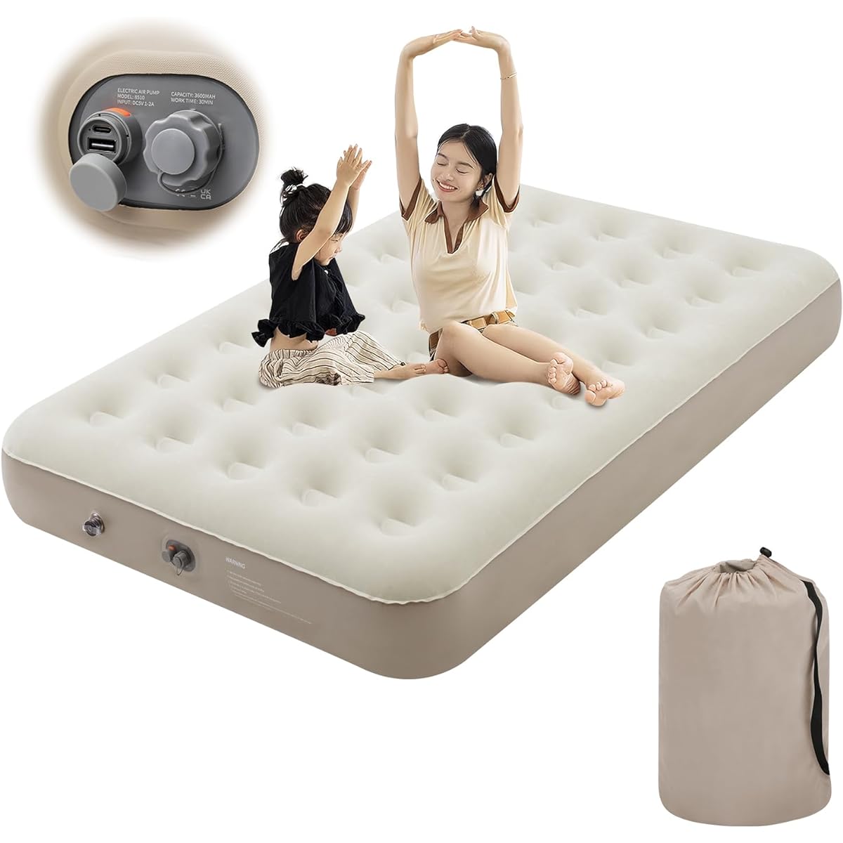 Kotesoto Electric Air Bed, Built-in Electric Pump, Load Capacity 300kg, Double Disaster Prevention Goods, Electric Air Mat, Automatic Inflation, Volume Air Bed, Camping, Disaster Use, Mattress, Compact, Home Use, For Guests, Spare Bed, Sleeping in the Ca